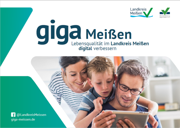 Informationsposter zum Projekt "Gigameißen" mit dem Slogan: Lebensqualität im Landkreis Meißen digital verbessern