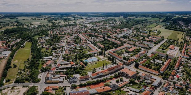 Perspektive auf die Stadt Guben