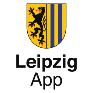 Das Bild zeigt das Wappen der Stadt Leipzig und den Titel Leipzig App.