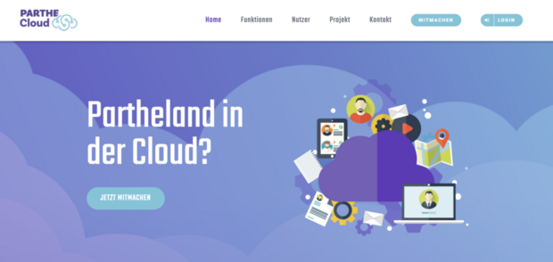 Screenshot der Webseite Parthland in der Cloud